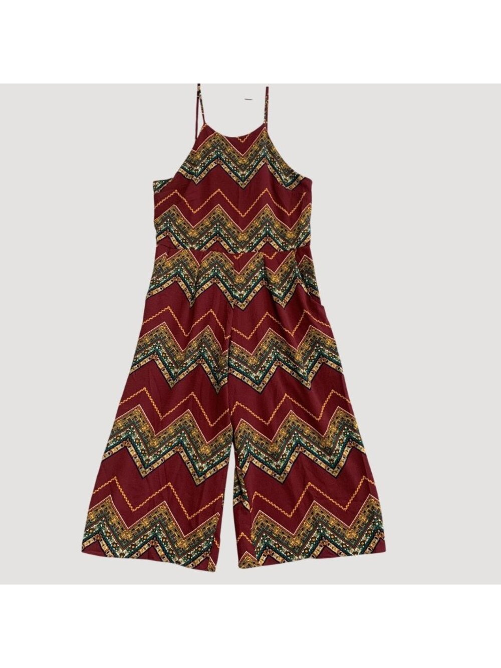 Wrangler Women's XL Chevron Print Sleeveless Romper Burgundy Polyester P0476